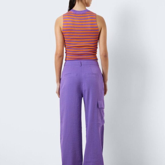 NWT Noisy May Sleeveless Knit Casual Striped Tank Top Orange and Purple XS - Picture 2 of 12